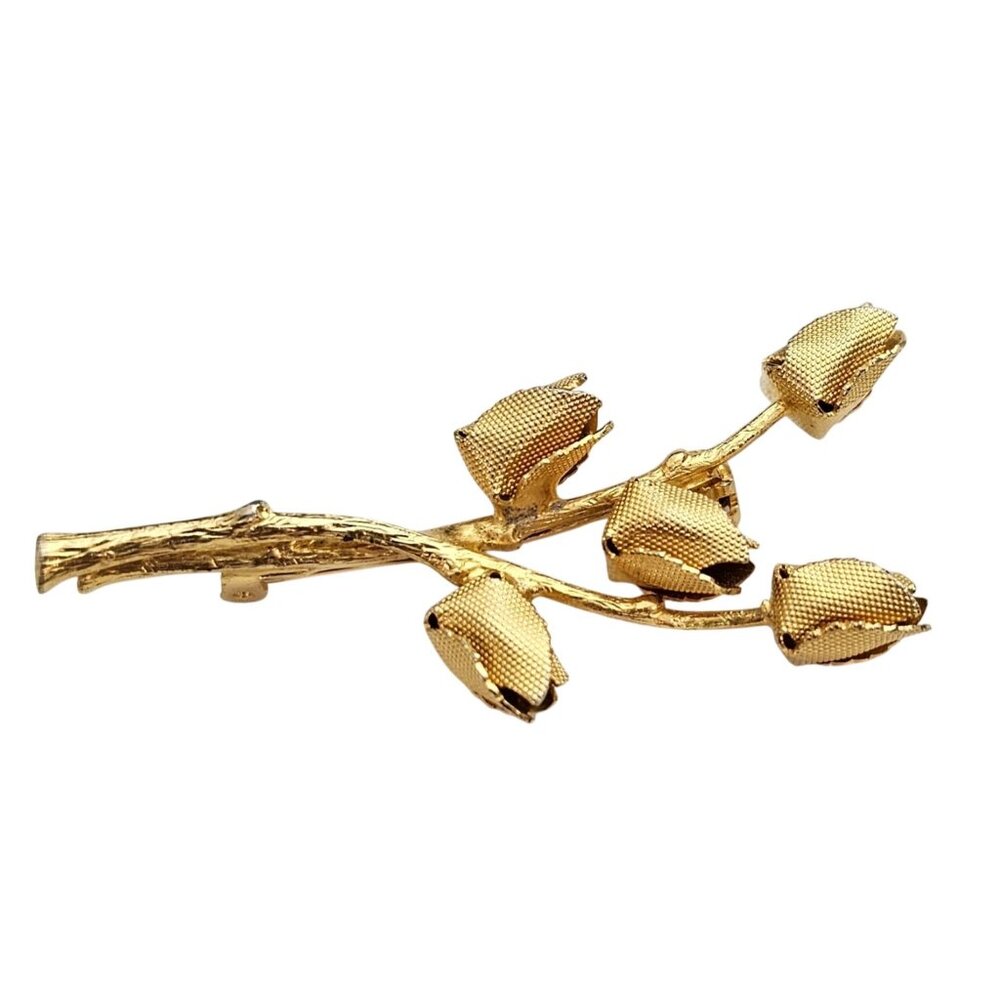 Austria Rose Branch Brooch Textured Pin J392